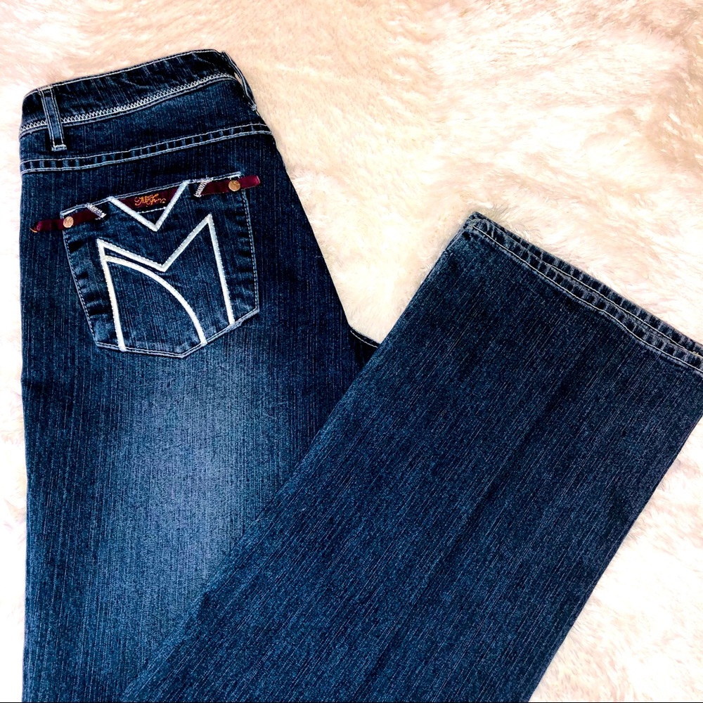 MECCA FEMEME EMBROIDERED DENIM JEANS